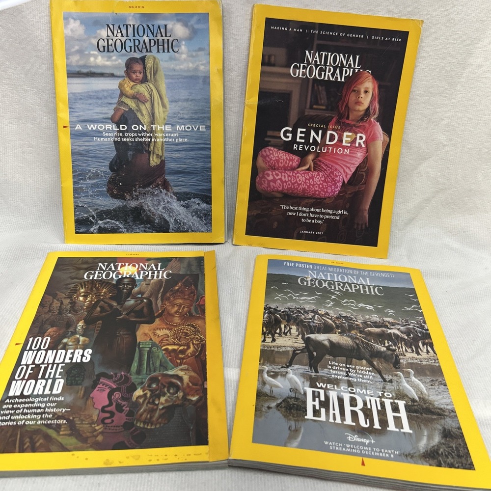 National Geographic Lot Of 4 Magazines 1/17 Gender Revolution 8/19, 11/21, 12/21